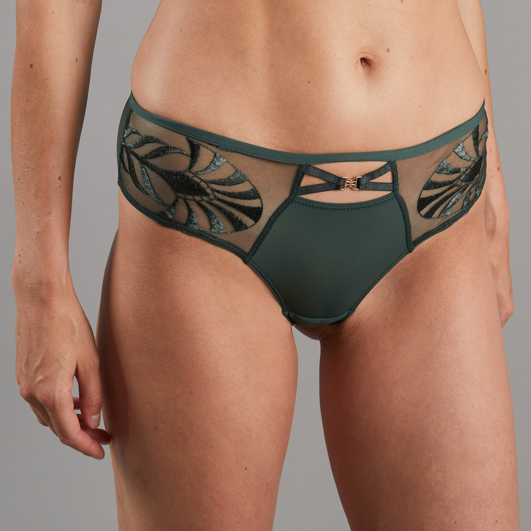 SOLDES [PROMO - 64%] Shorty femme Vert fonce Tulle brode ROUGE GORGE LINGERIE