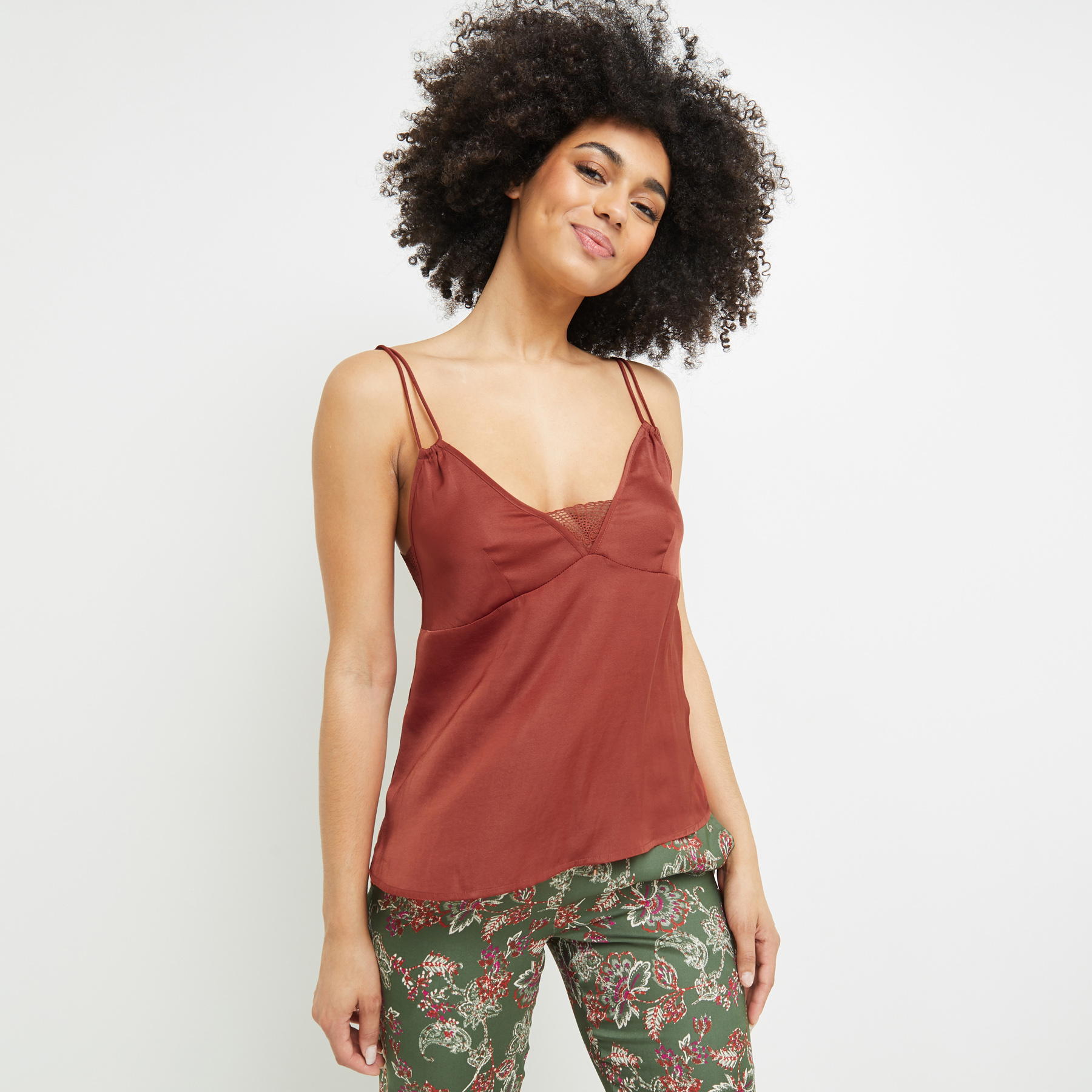 SOLDES [PROMO - 64%] tee-shirt/top/caraco femme Rouge Satin ROUGE GORGE LINGERIE