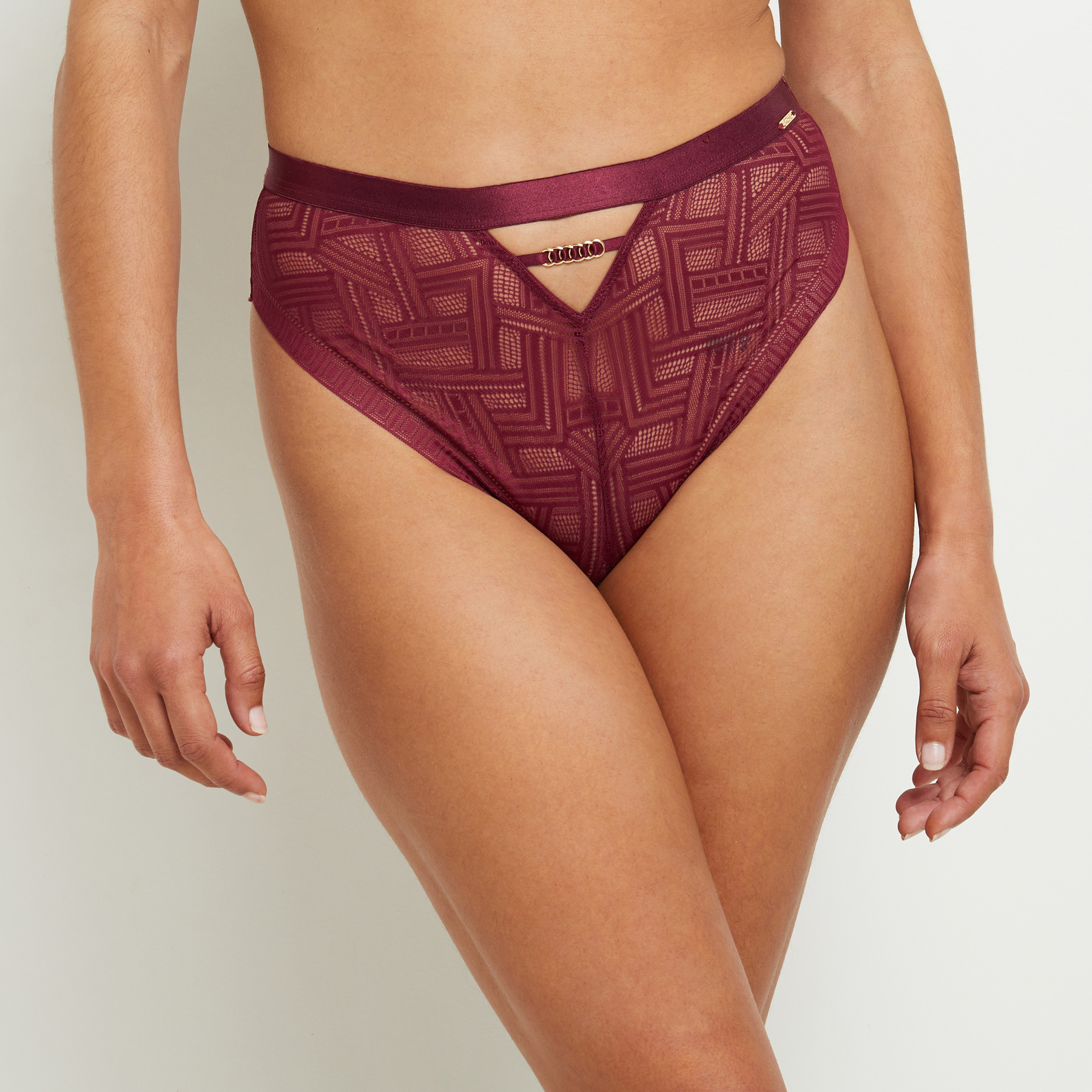 SOLDES [PROMO - 60%] Culotte haute femme Bordeaux Dentelle ROUGE GORGE LINGERIE