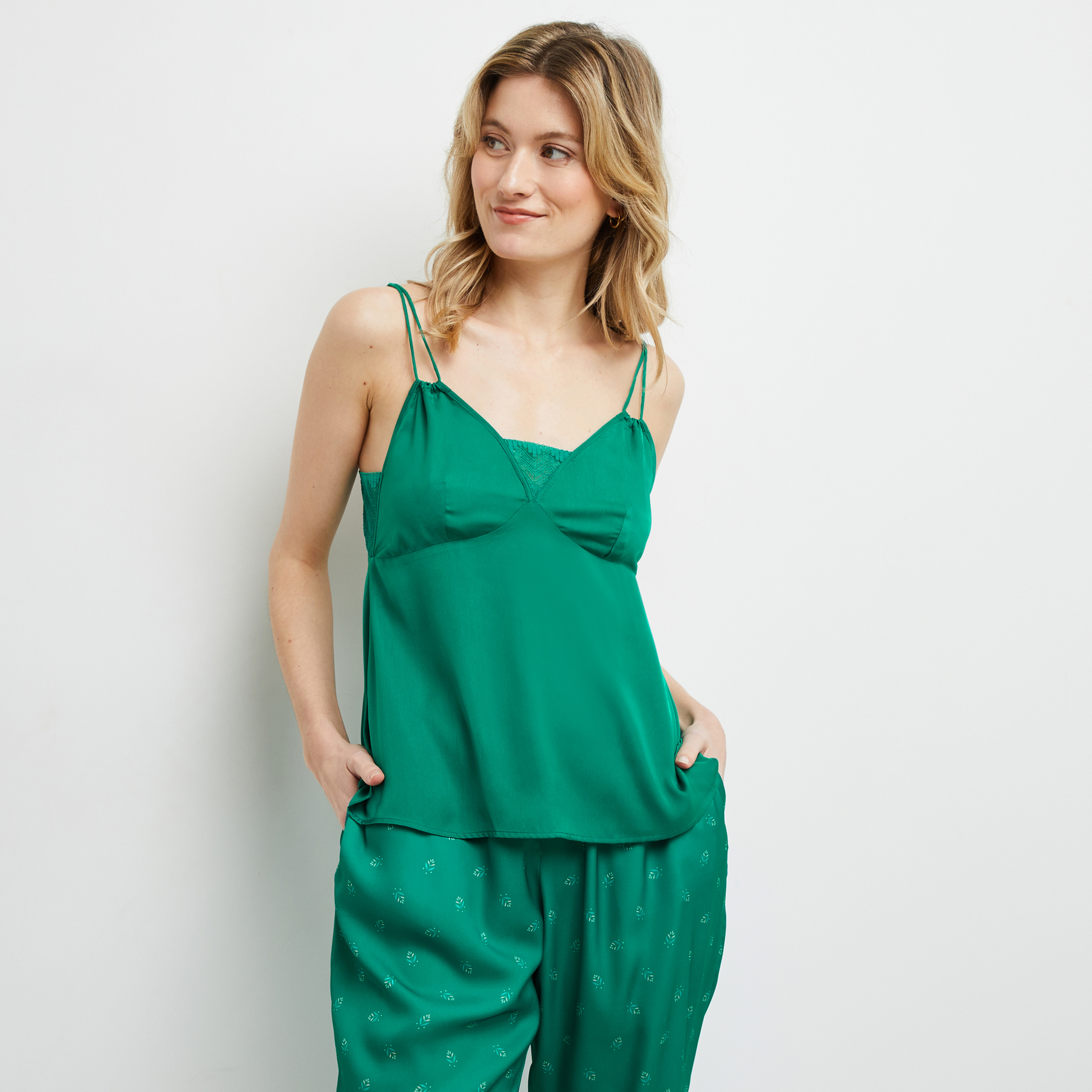 SOLDES [PROMO - 61%] tee-shirt/top/caraco femme Vert Polyester ROUGE GORGE LINGERIE