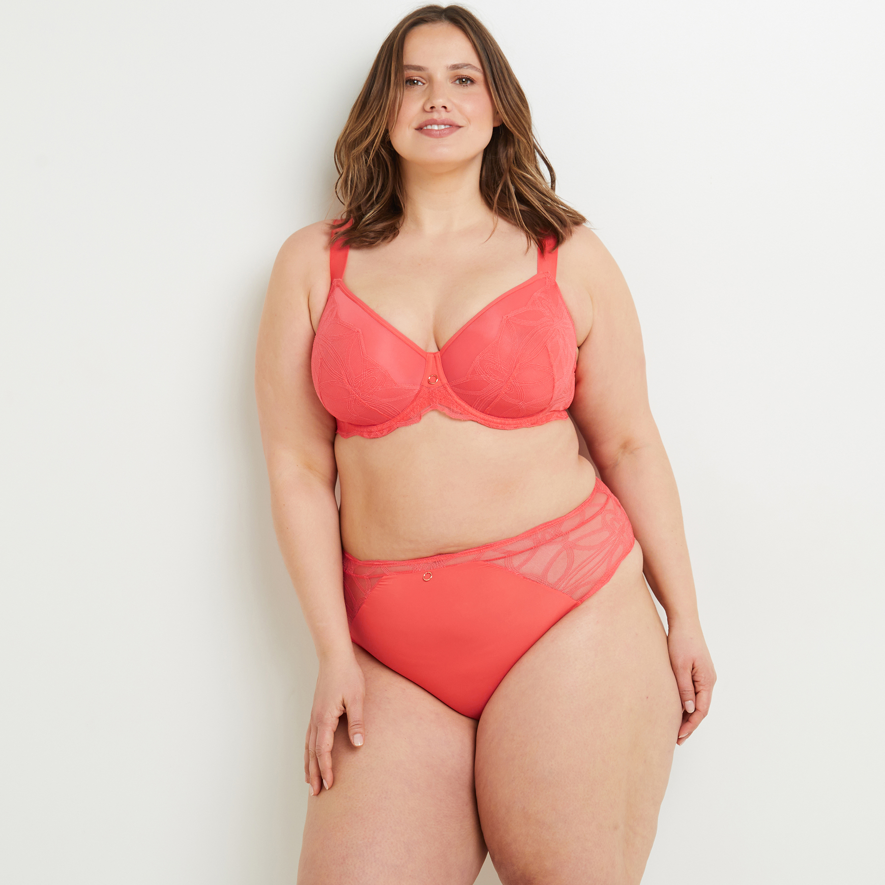 SOLDES [PROMO - 50%] Culotte haute femme Corail Dentelle ROUGE GORGE LINGERIE