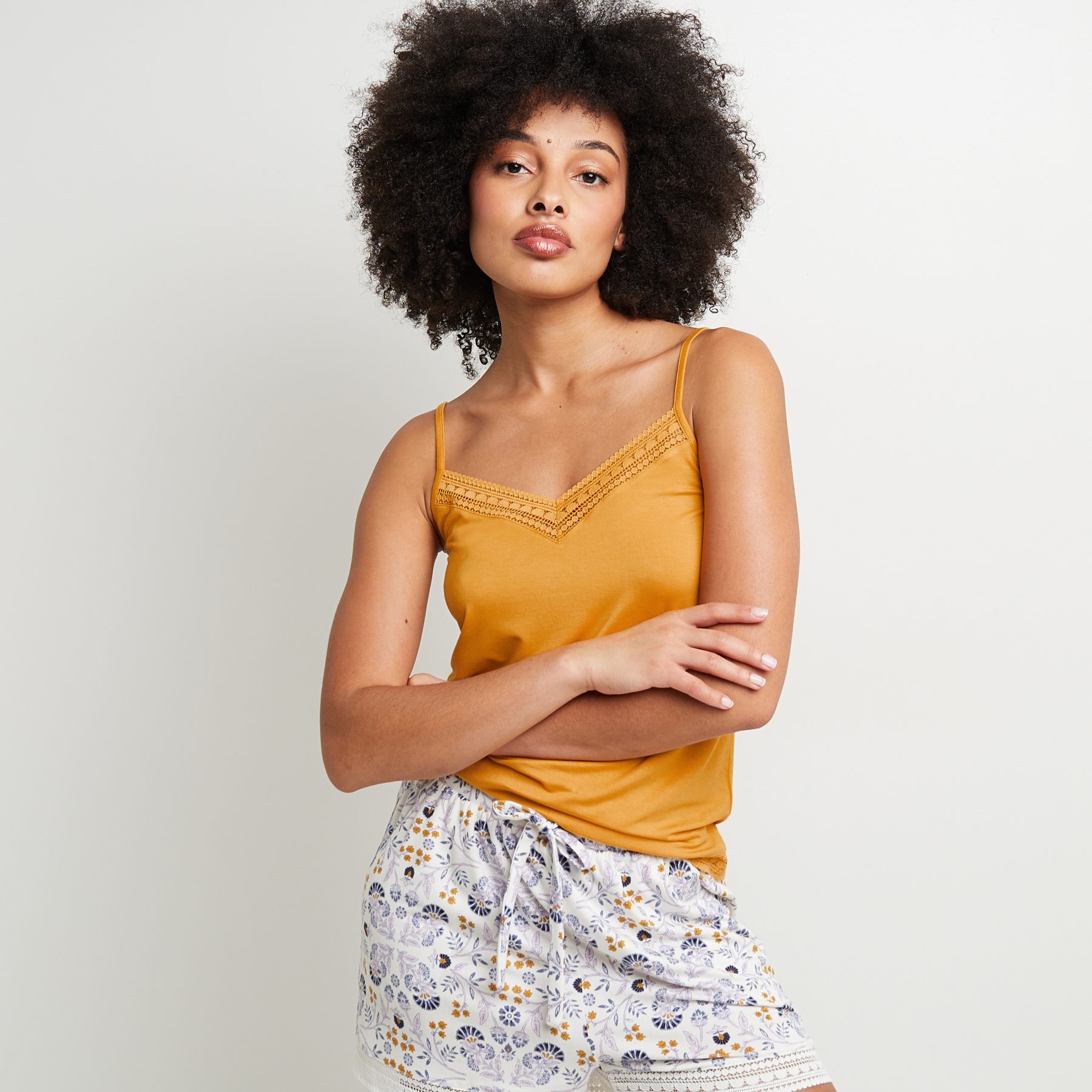 SOLDES [PROMO - 65%] tee-shirt/top/caraco femme Jaune Viscose ROUGE GORGE LINGERIE