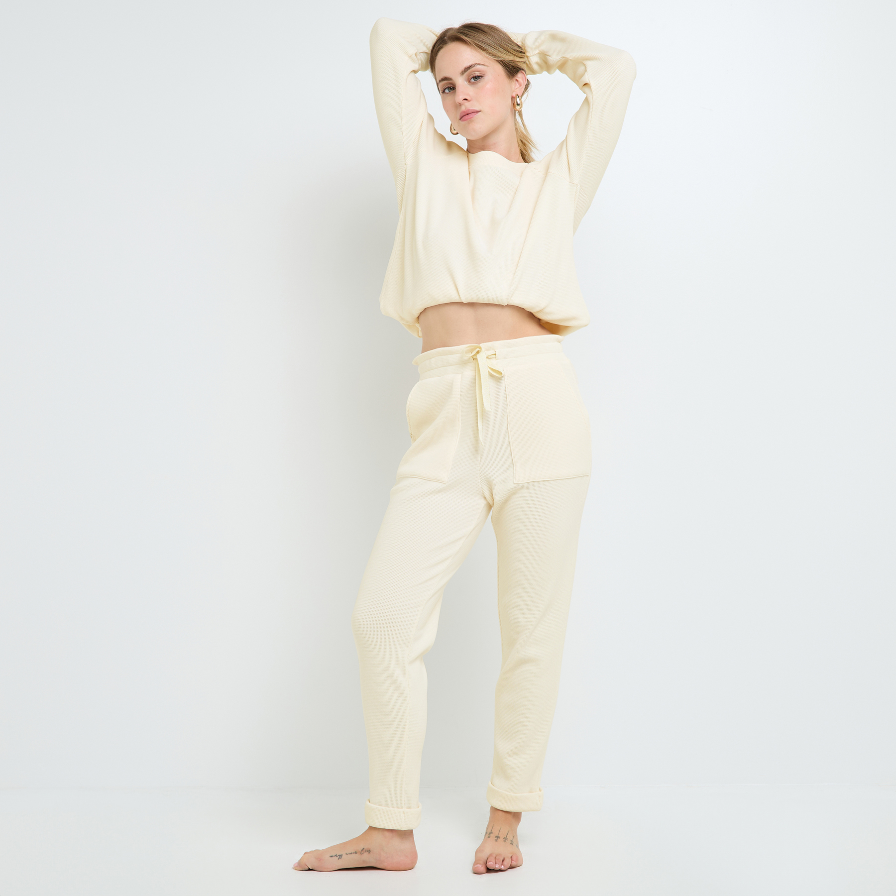 RougeGorge Lingerie - Pantalon de pyjama en velours - Ecru - Taille 38 - Femme