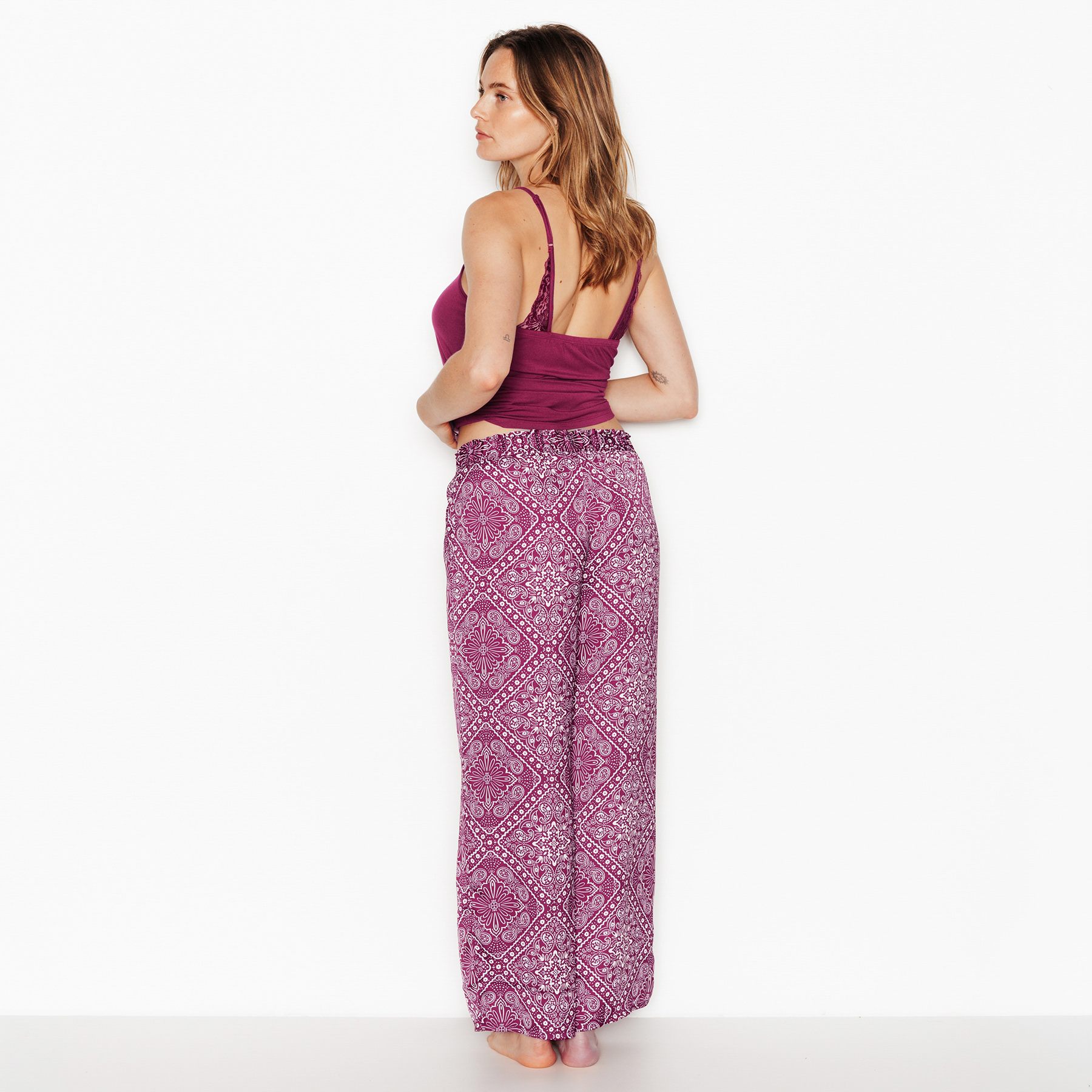 RougeGorge Lingerie - Pantalon 7/8 en satin - Multico rose - Taille 40 - Femme