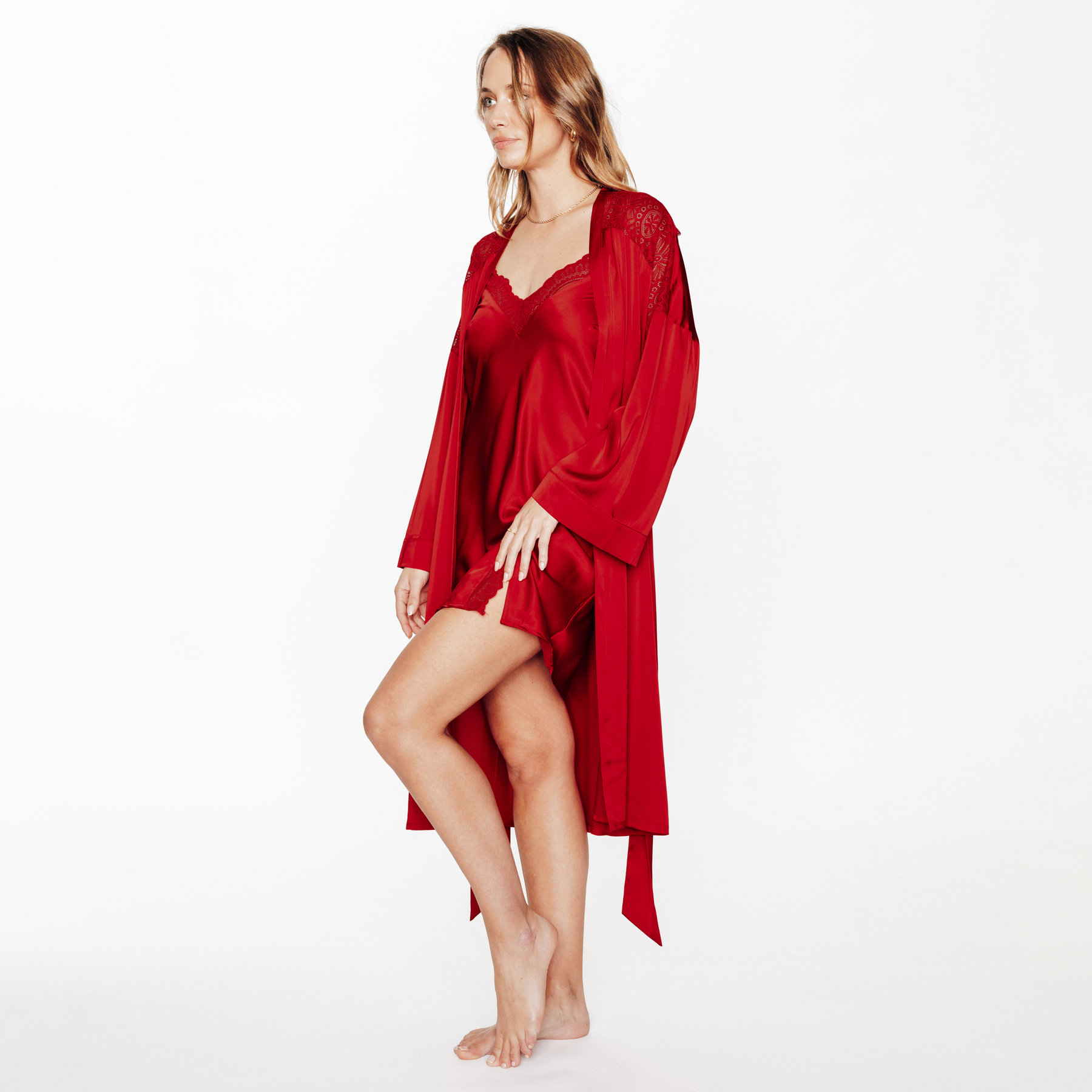 SOLDES RougeGorge Lingerie - Kimono en satin - Rouge - Taille 38 - Femme ROUGE GORGE LINGERIE