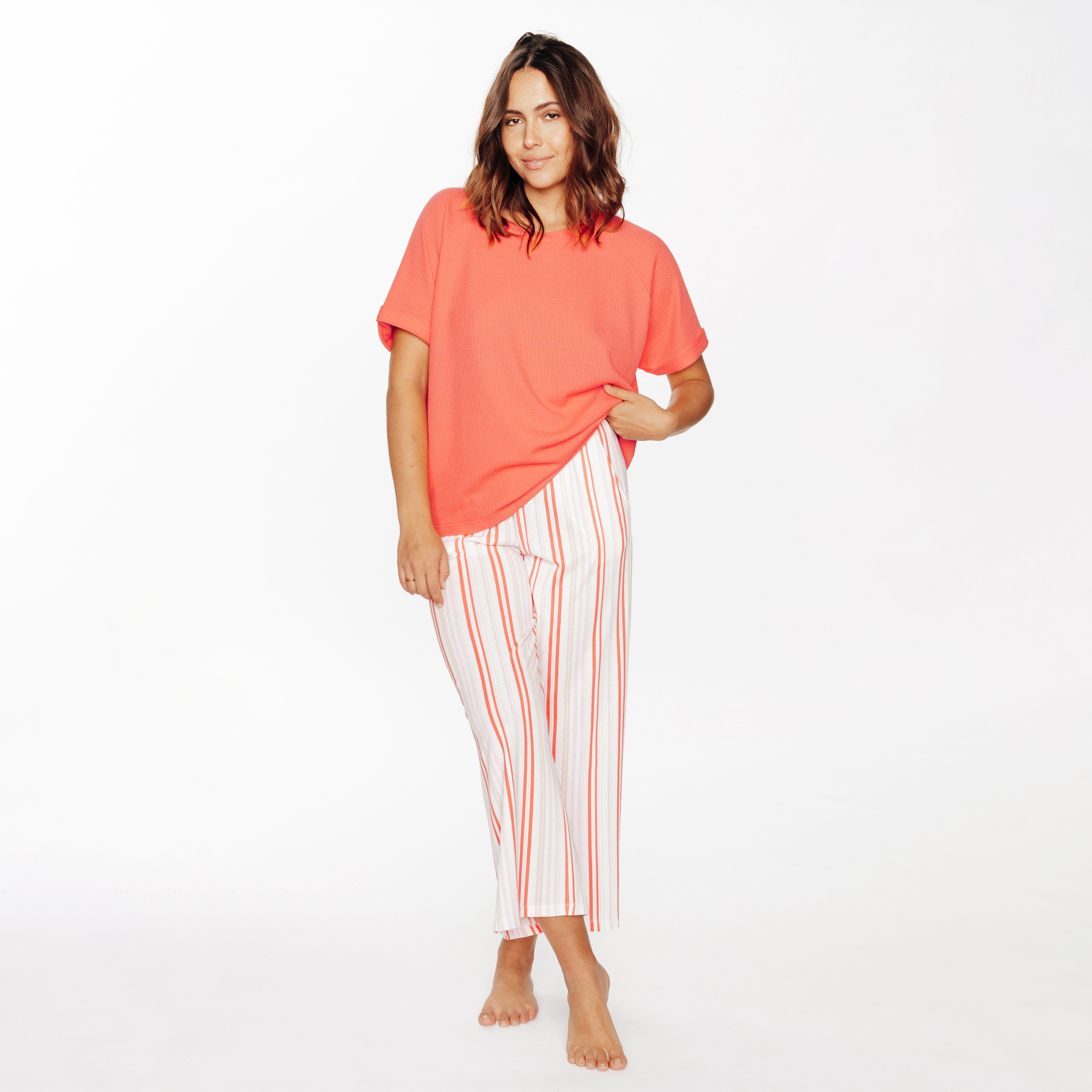 SOLDES RougeGorge Lingerie - Pantacourt en coton - Multico orange - Taille 36 - Femme ROUGE GORGE LINGERIE