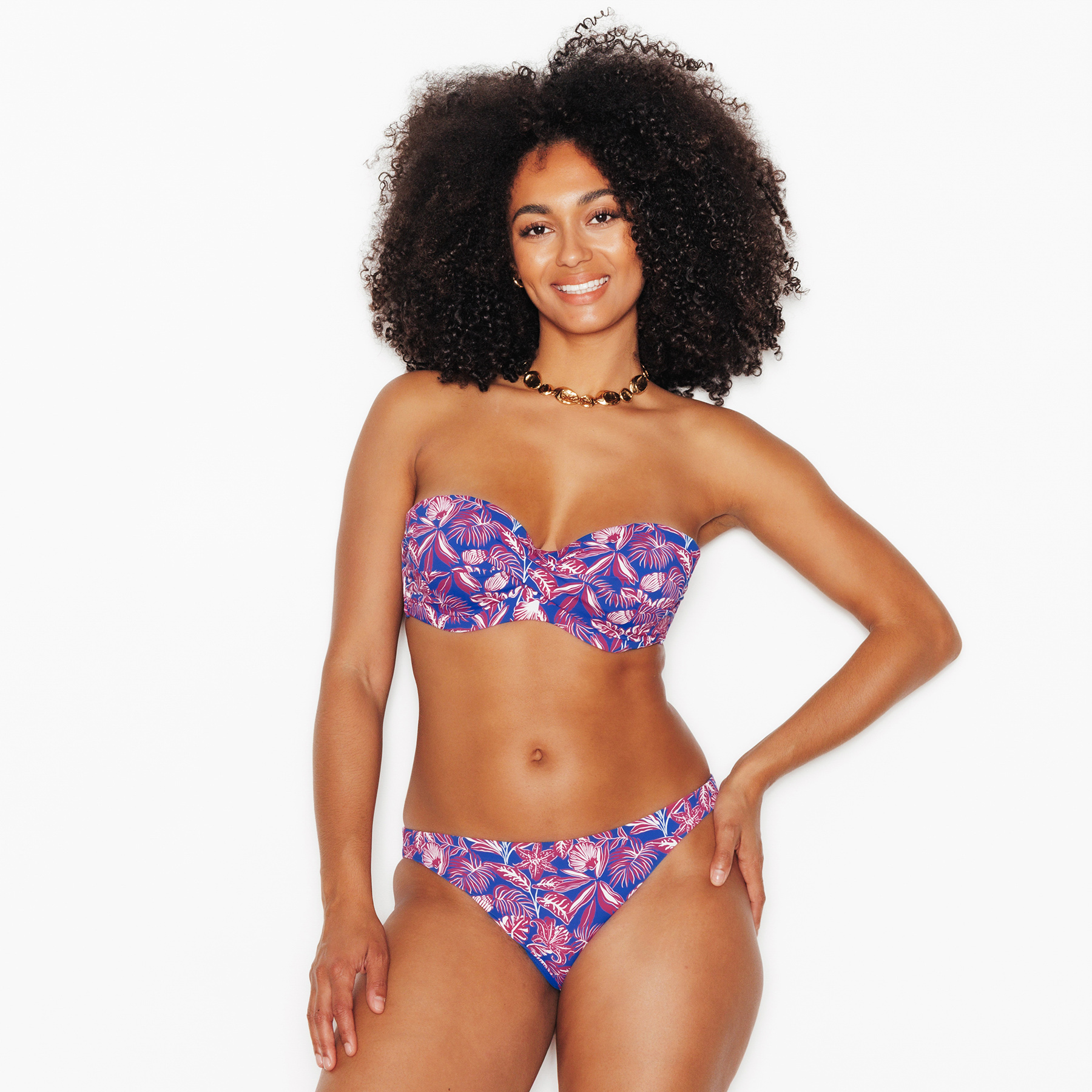 SOLDES RougeGorge Lingerie - Maillot de bain culotte midi en microfibre - Multico bleu - Taille 34 - Femme ROUGE GORGE LINGERIE
