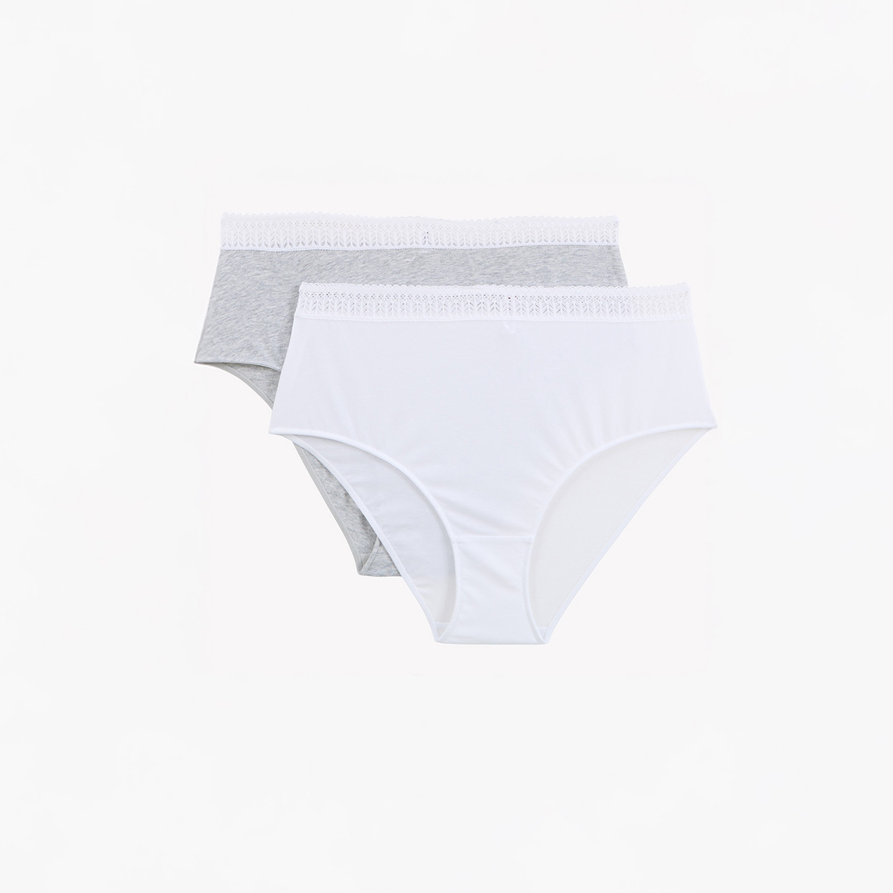 SOLDES RougeGorge Lingerie - Lot de 2 culottes hautes en coton - Multico blanc - Taille 34-36 - Femme ROUGE GORGE LINGERIE