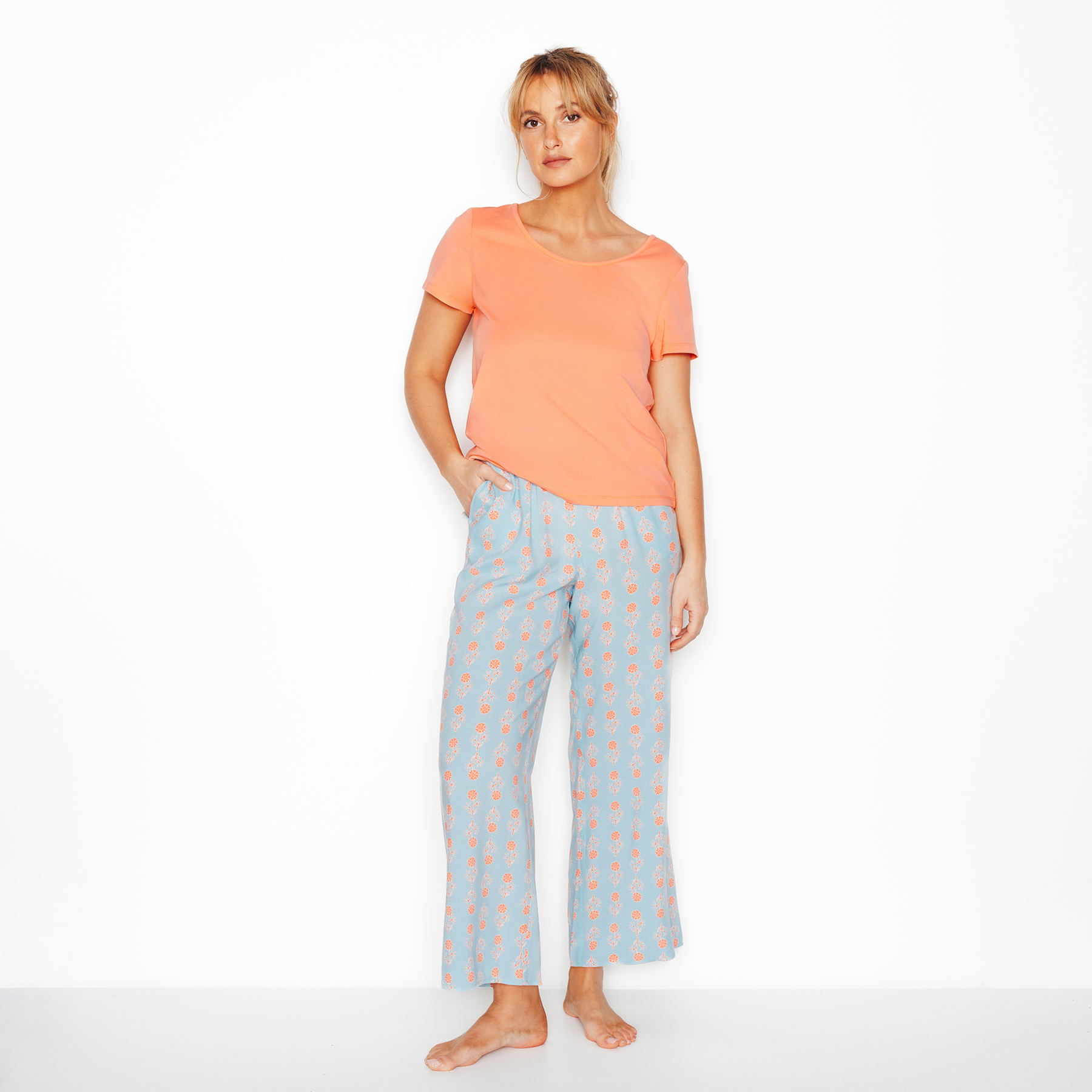 SOLDES RougeGorge Lingerie - Pyjama pantacourt 2 pieces - Multico orange - Taille 36 - Femme ROUGE GORGE LINGERIE