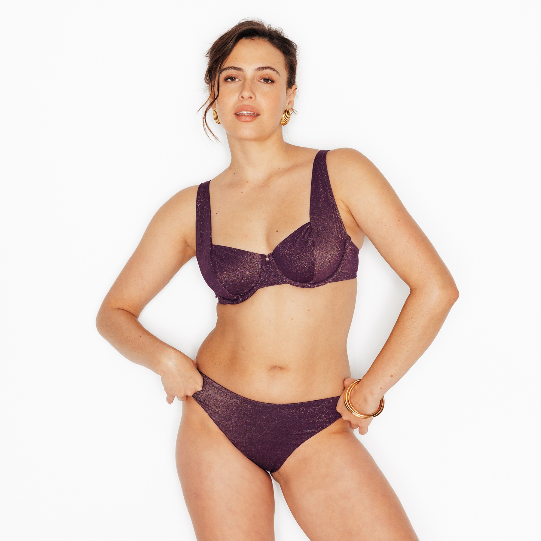 SOLDES RougeGorge Lingerie - Maillot de bain tanga en microfibre - Prune - Taille 34 - Femme ROUGE GORGE LINGERIE