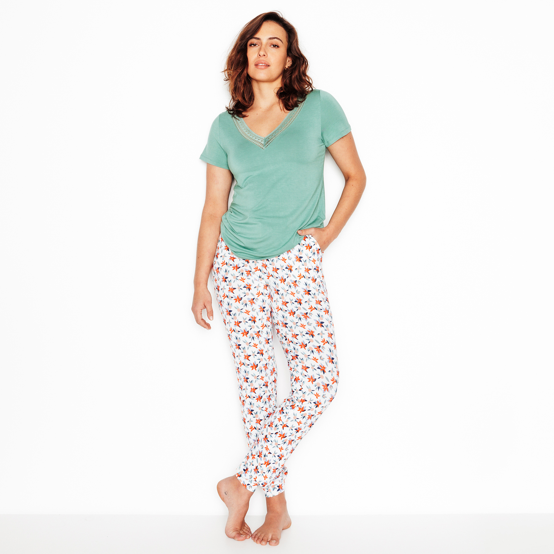SOLDES RougeGorge Lingerie - Pantalon de pyjama - Multico blanc - Taille 36 - Femme ROUGE GORGE LINGERIE