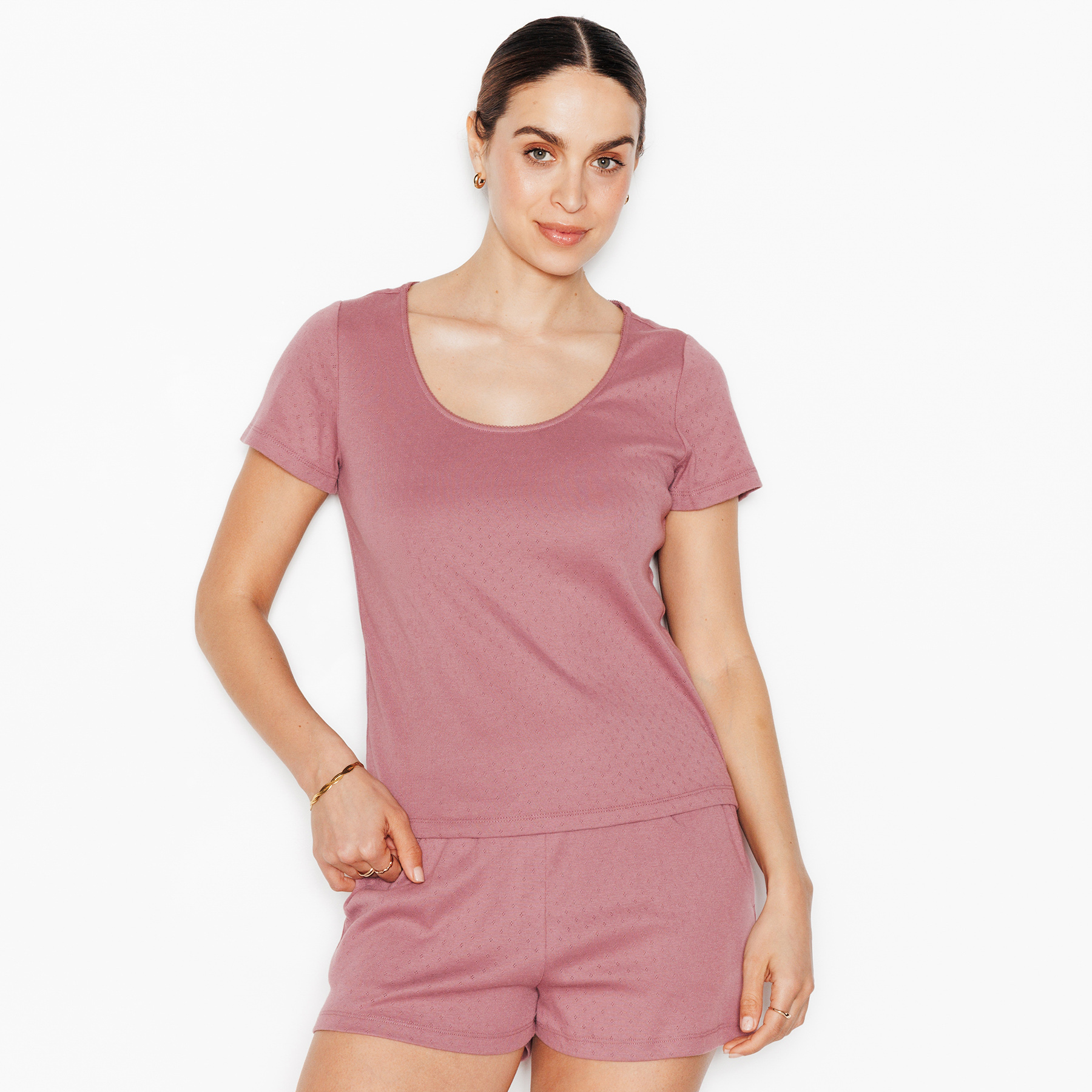 RougeGorge Lingerie - Tee-shirt manches courtes en coton - Violet - Taille 36 - Femme