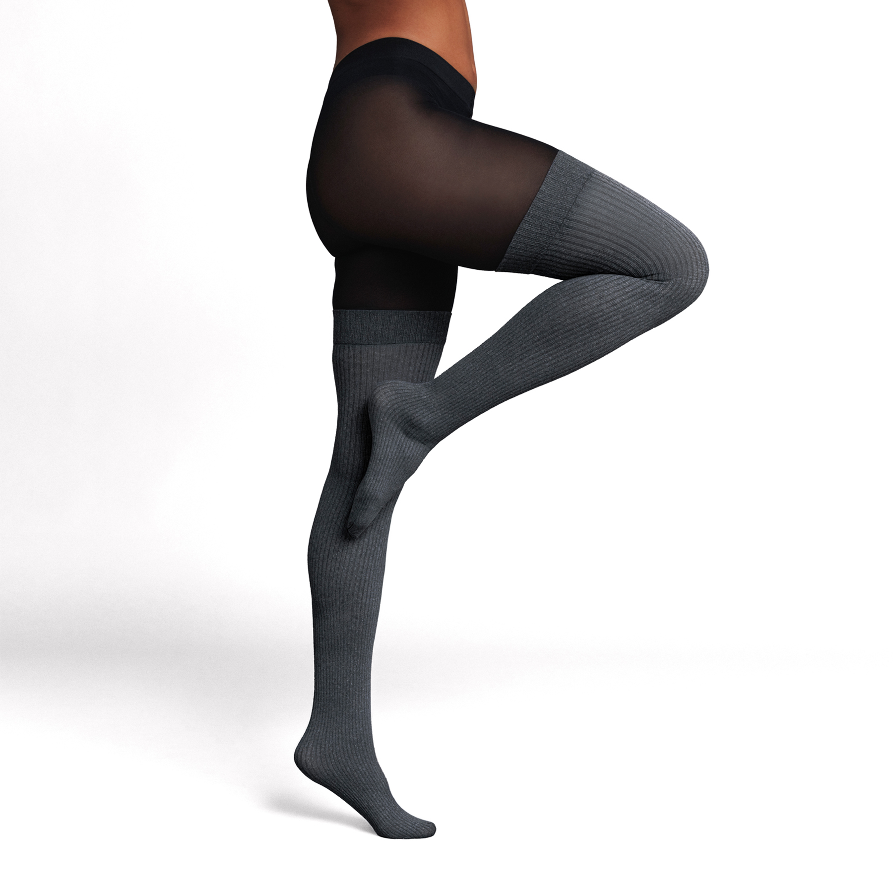 RougeGorge Lingerie - Collant effet chaussettes - Multico noir - Taille 5-6 - Femme