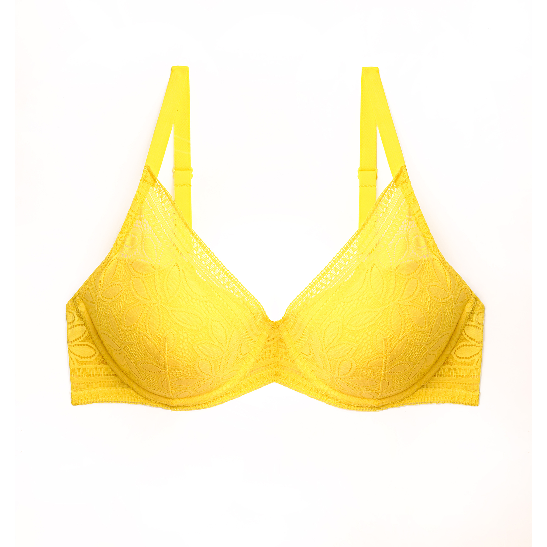 Soutien-gorge ampliforme femme Jaune Dentelle